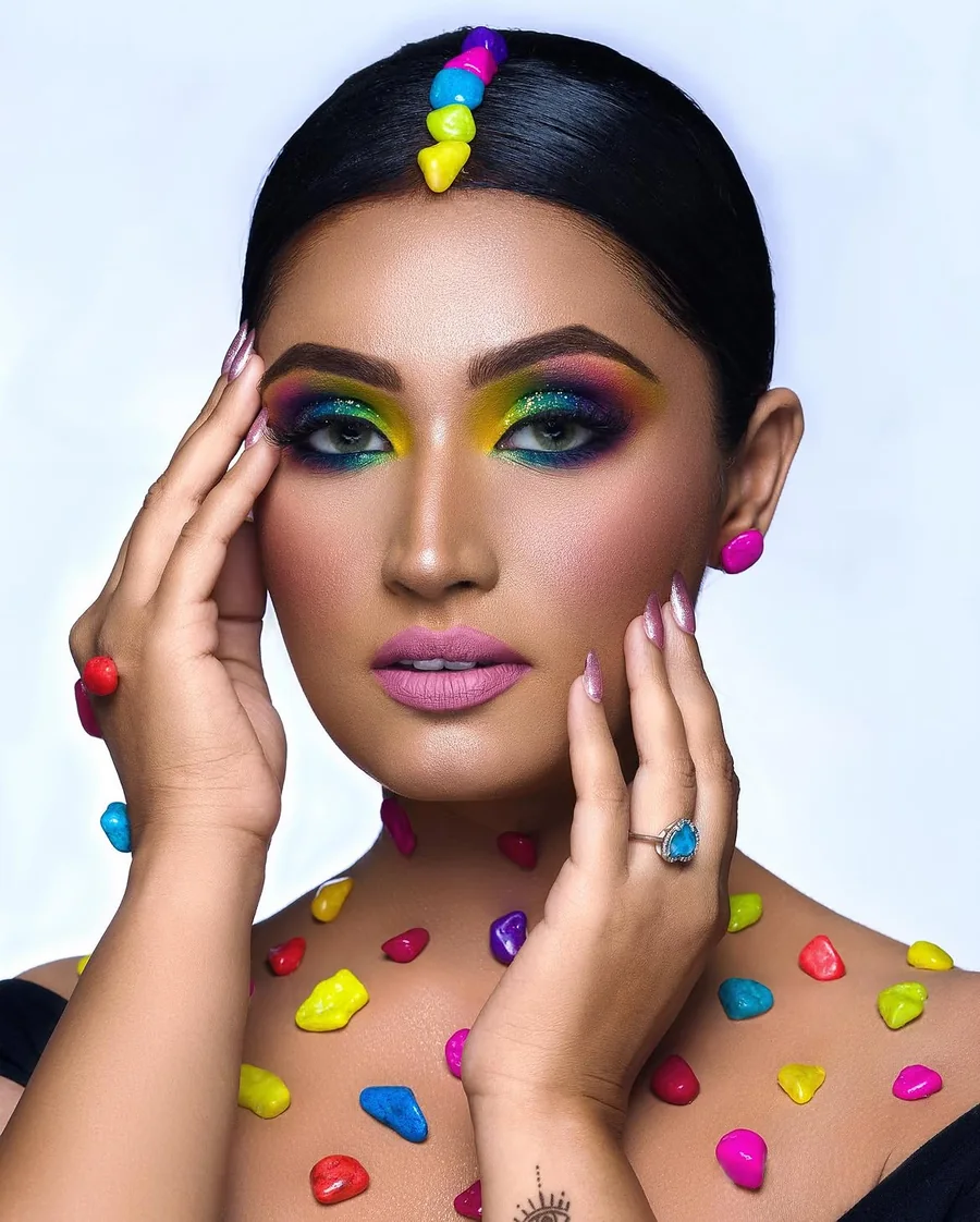 Creative colourful editorial makeup by Kavita Patel Makeovers